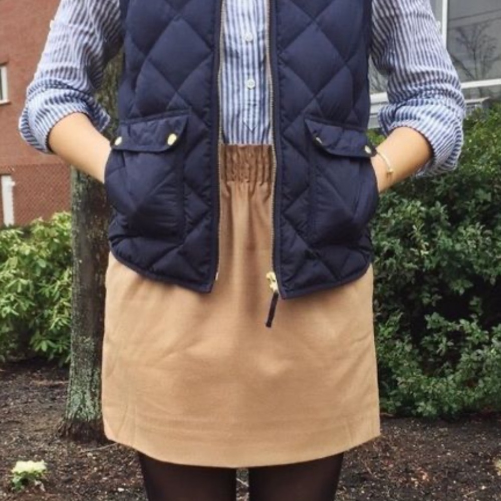 J Crew Khaki Elastic Waistband Skirt with Pockets
